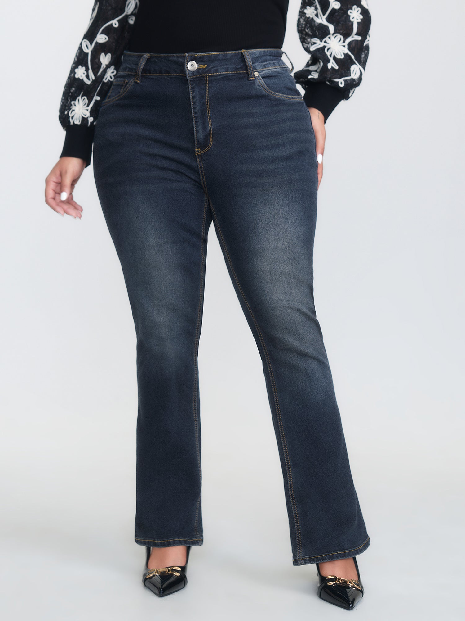 Thigh-Friendly Stretchy Flared Jeans - Image 2