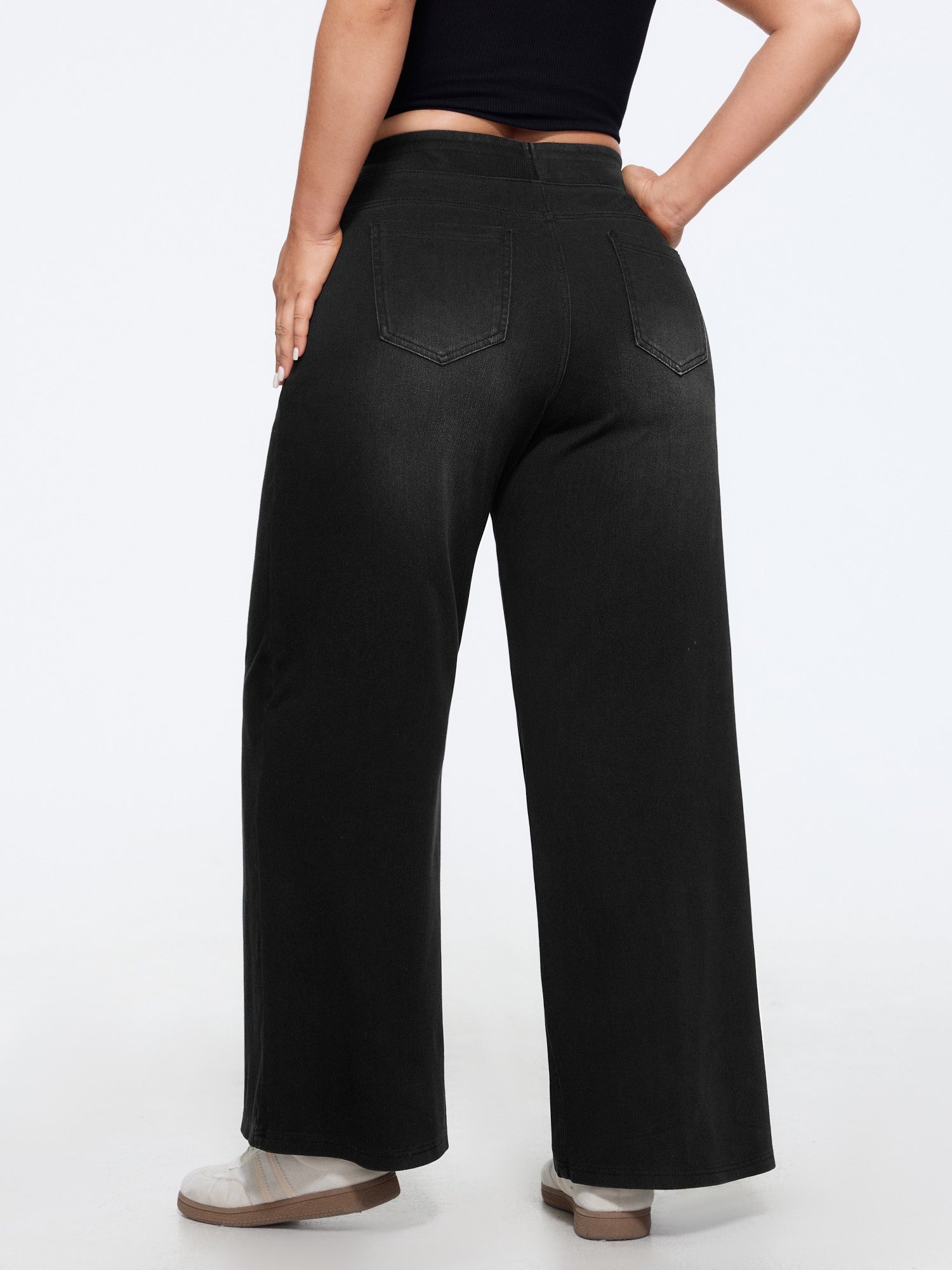 Stretchy Pull-On Wide-Leg Knit Jeans - Image 22