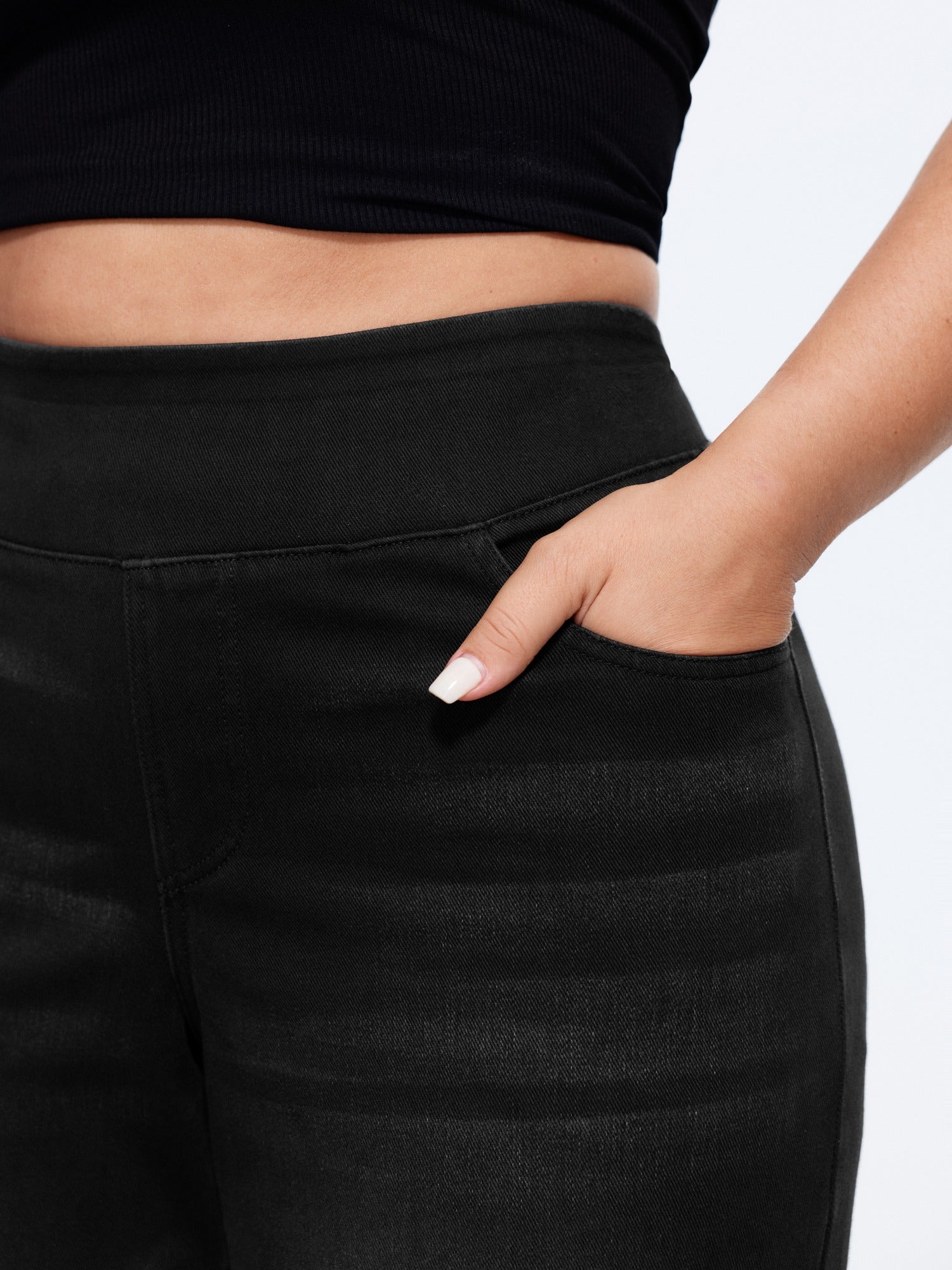 Stretchy Pull-On Wide-Leg Knit Jeans - Image 23