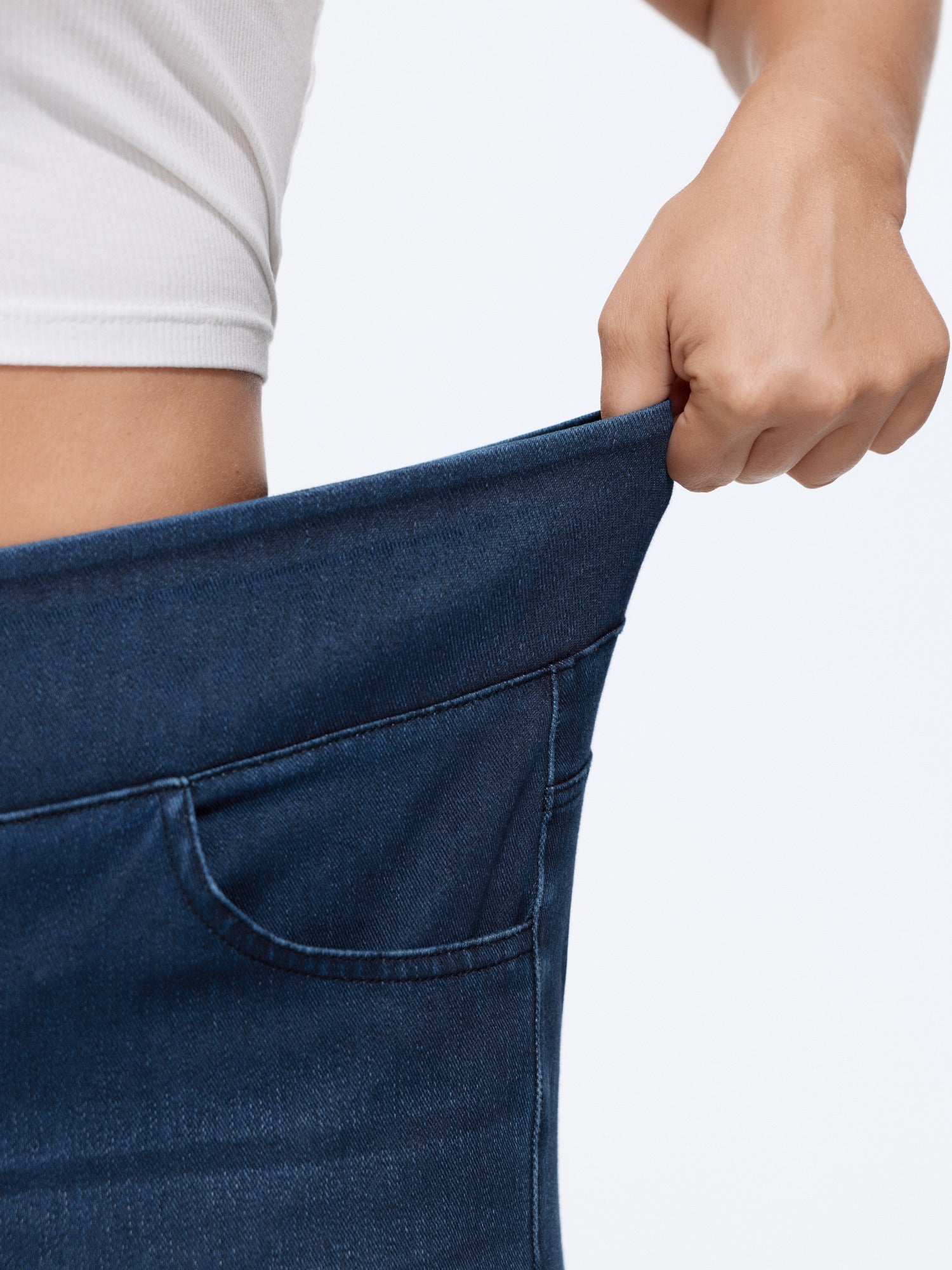 Stretchy Pull-On Wide-Leg Knit Jeans - Image 16