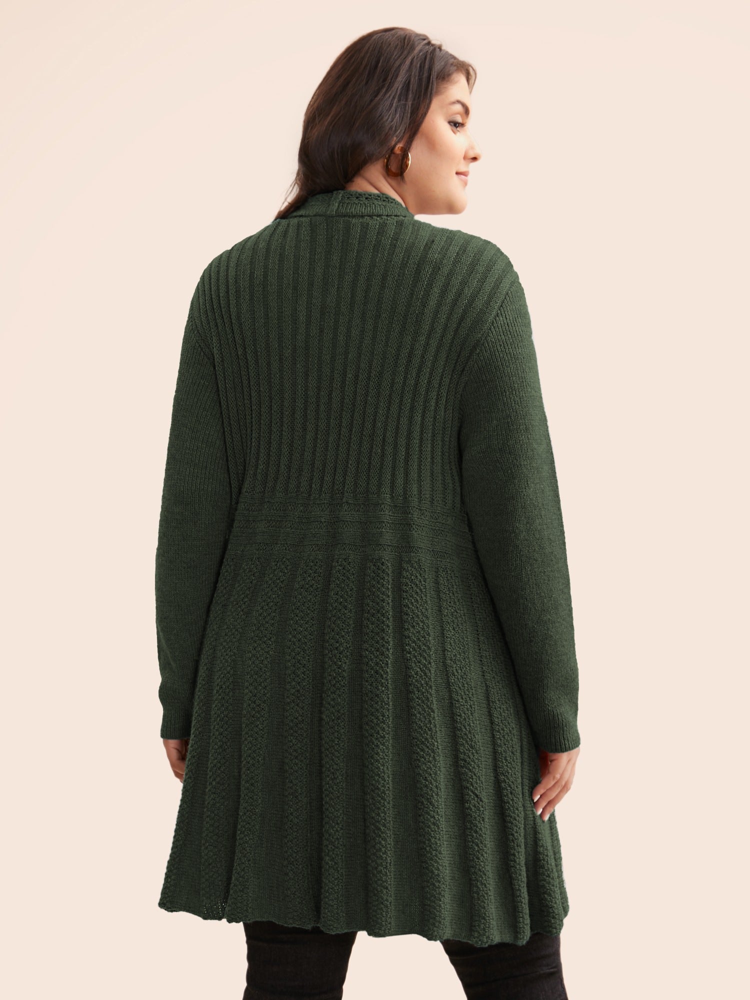 Textured Kimono Collar Long Cardigan - Image 38