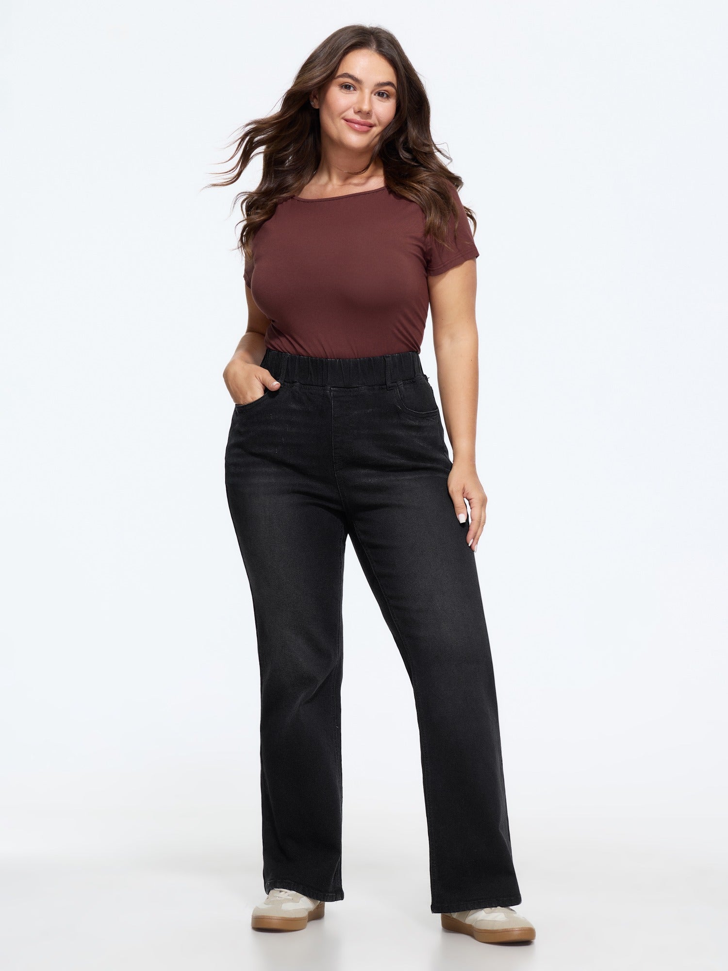 Elastic Waist Stretchy Bootcut Flared Jeans - Image 16