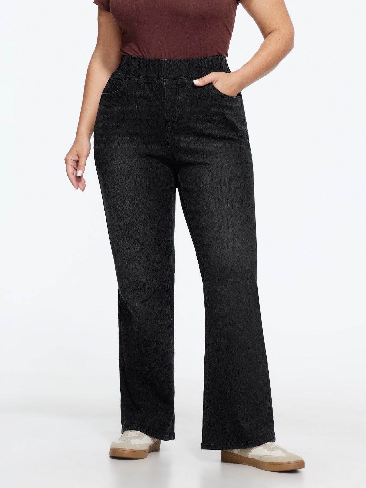 Elastic Waist Stretchy Bootcut Flared Jeans - Image 17