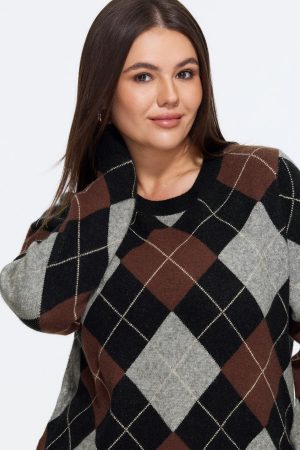 Supersoft Diamond Plaid Crew Neck Pullover
