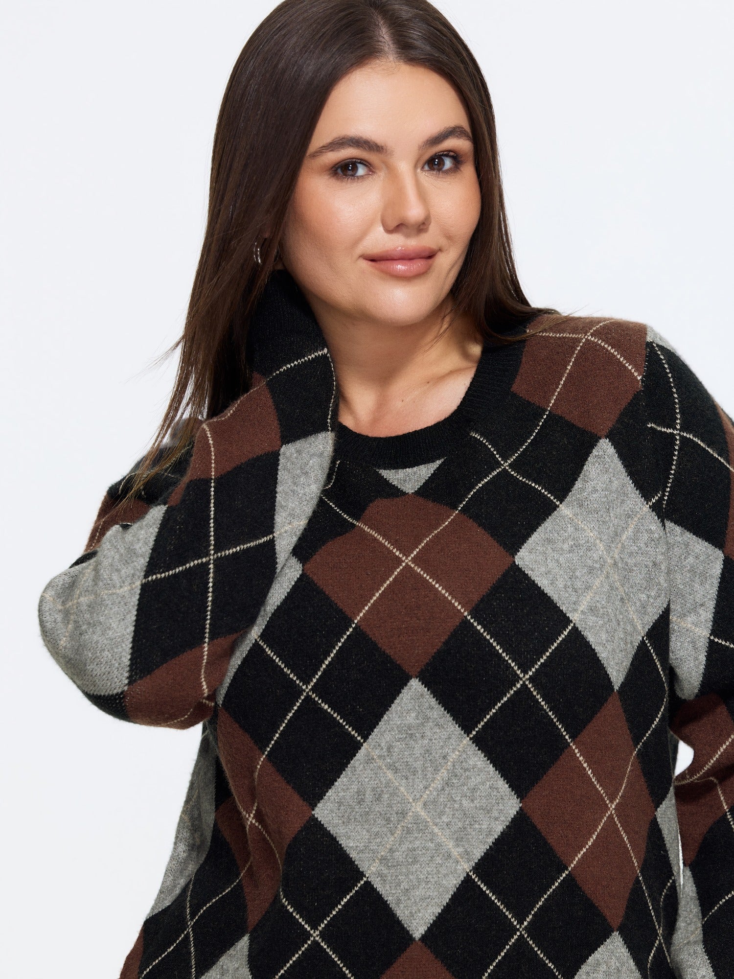 Supersoft Diamond Plaid Crew Neck Pullover