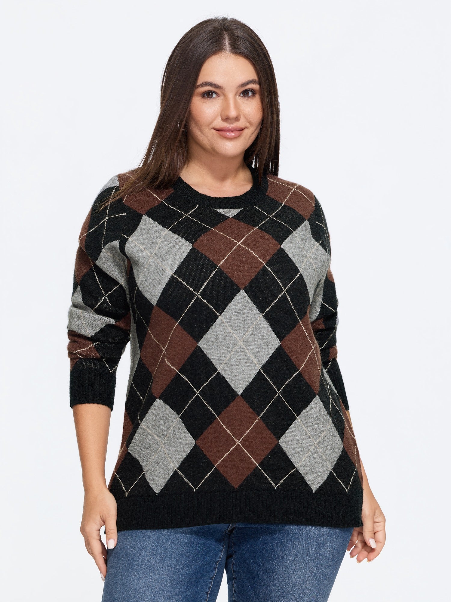 Supersoft Diamond Plaid Crew Neck Pullover - Image 2