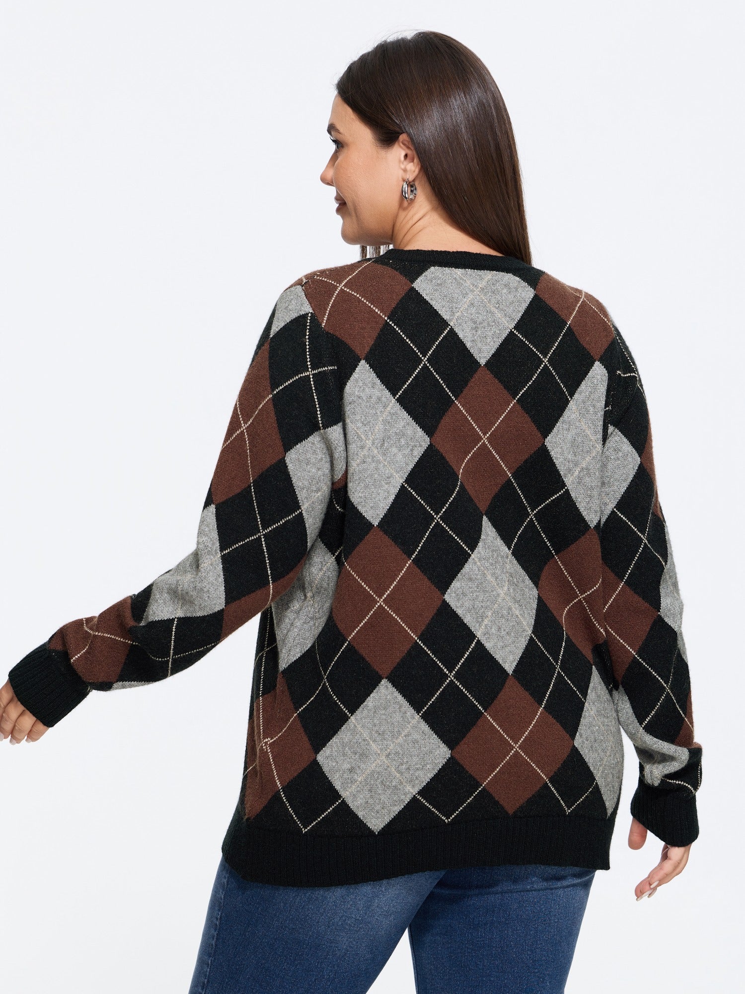 Supersoft Diamond Plaid Crew Neck Pullover - Image 3