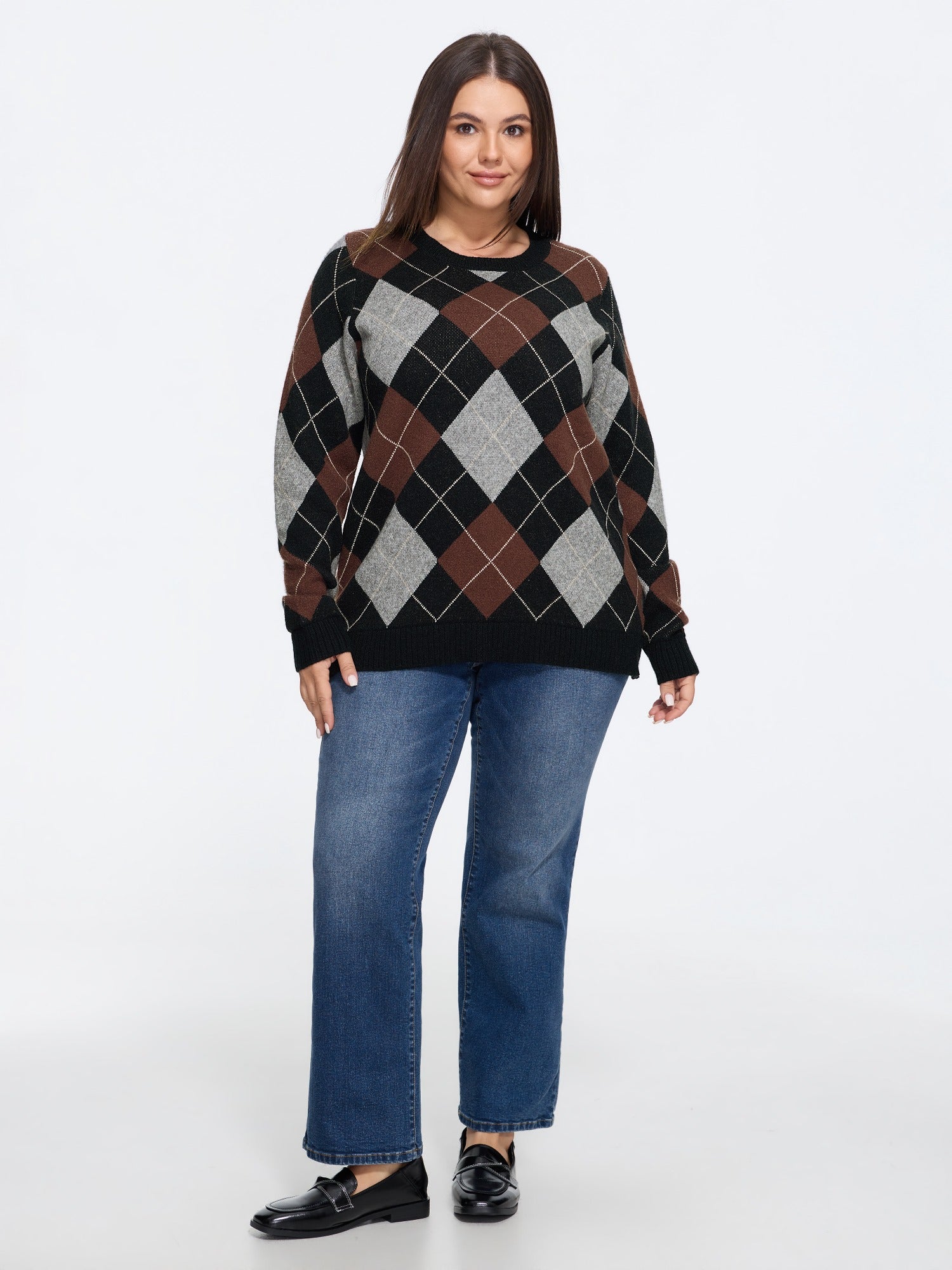 Supersoft Diamond Plaid Crew Neck Pullover - Image 4