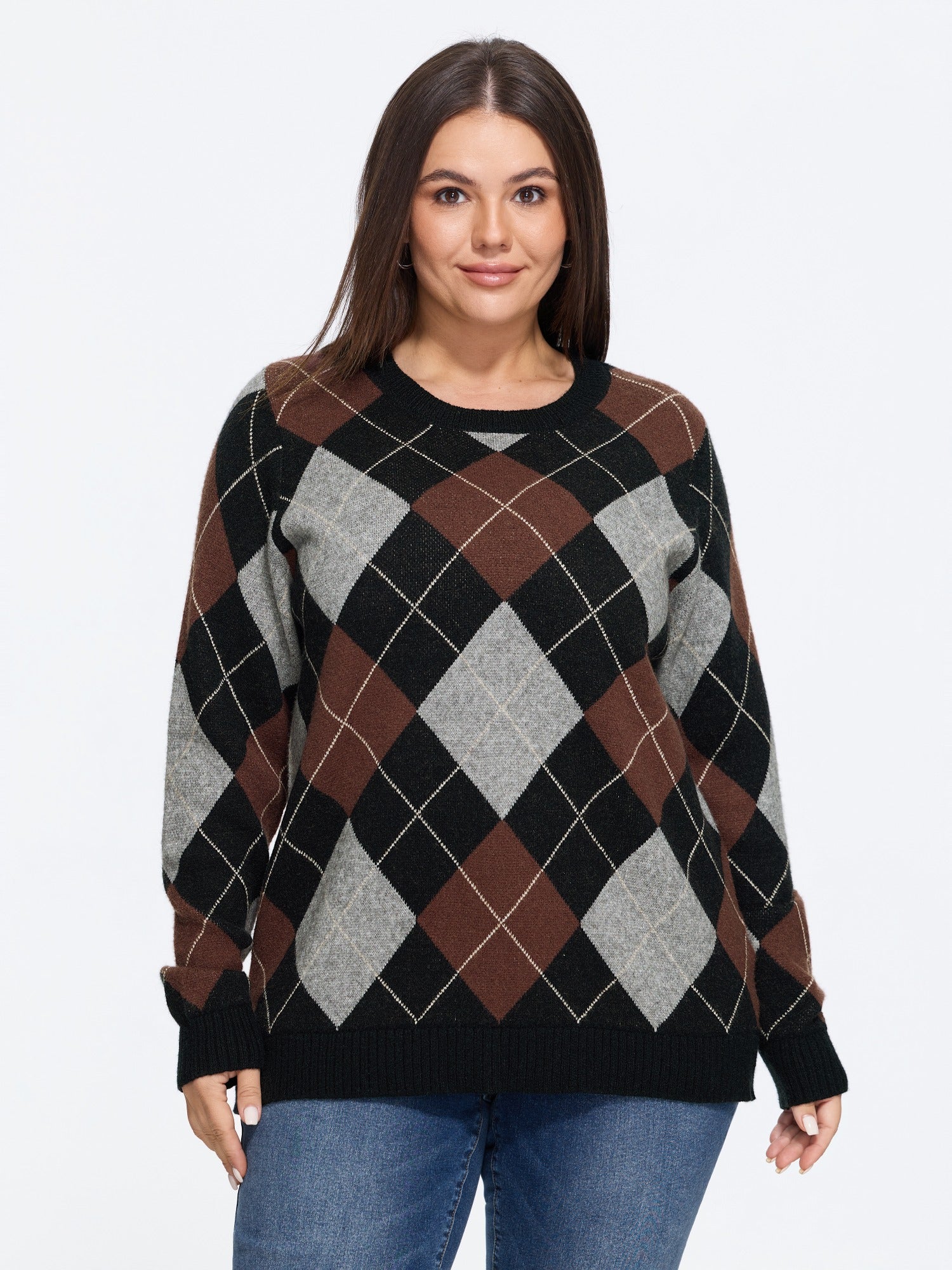 Supersoft Diamond Plaid Crew Neck Pullover - Image 5
