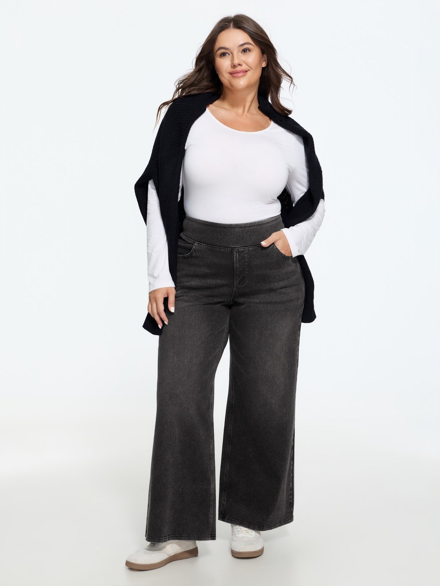 Stretchy Pull-On Wide-Leg Knit Jeans - Image 28