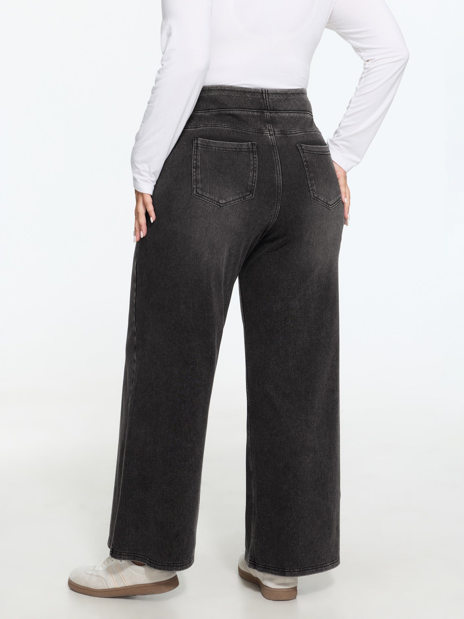 Stretchy Pull-On Wide-Leg Knit Jeans - Image 30