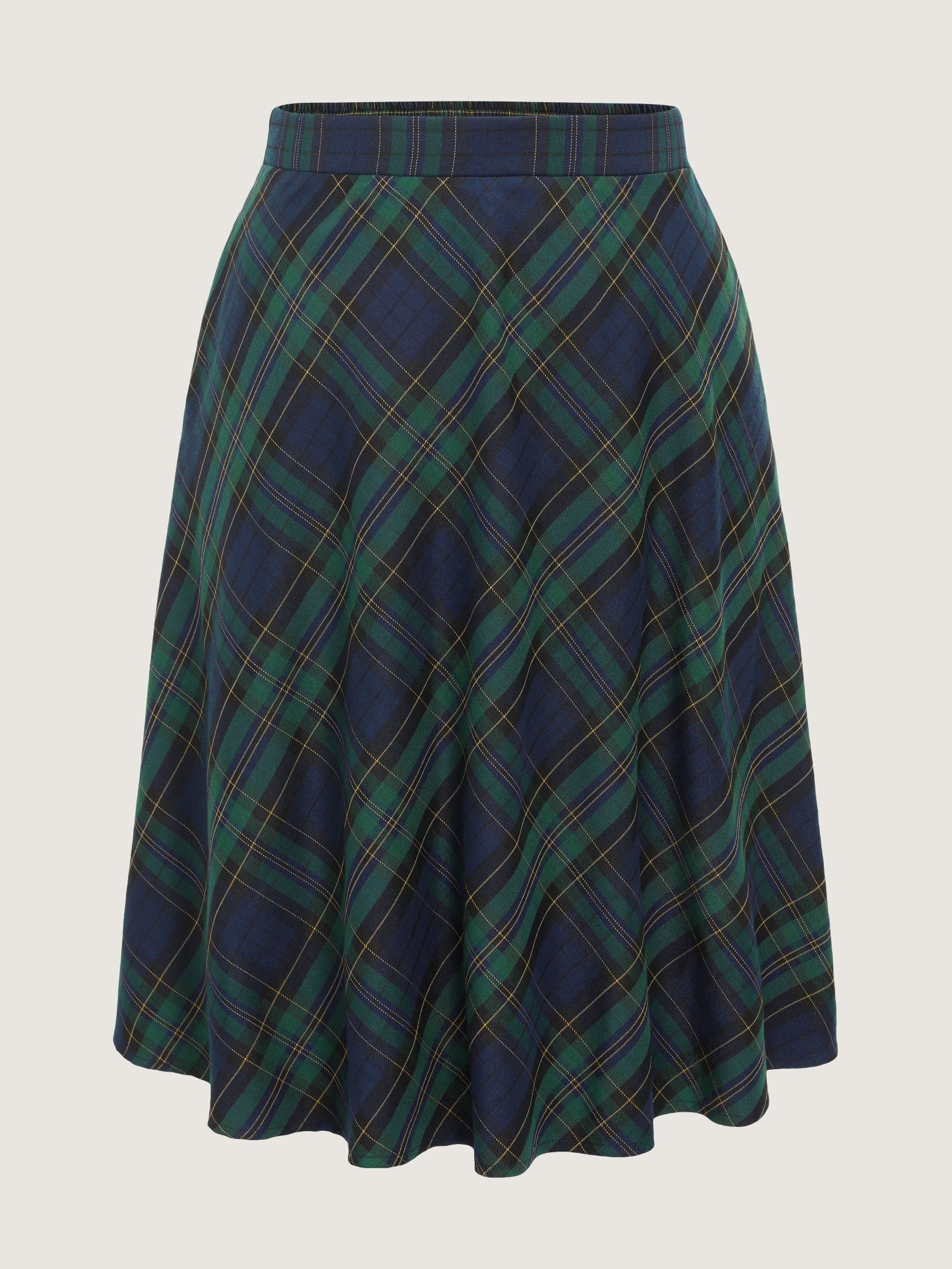 Tartan Plaid Elastic Waist Midi Skirt - Image 8
