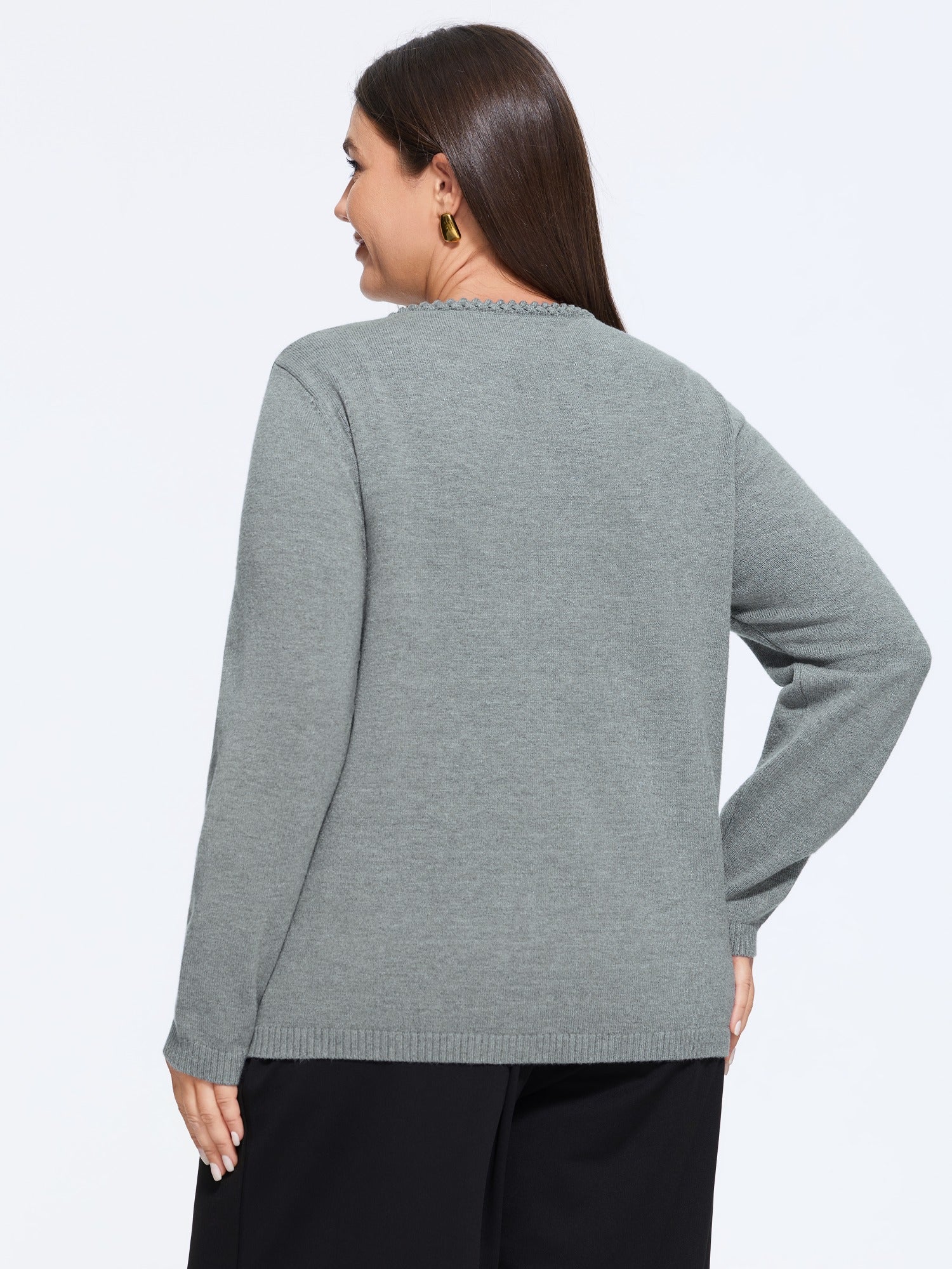 Supersoft Braided Trim Gold Button Cardigan - Image 3