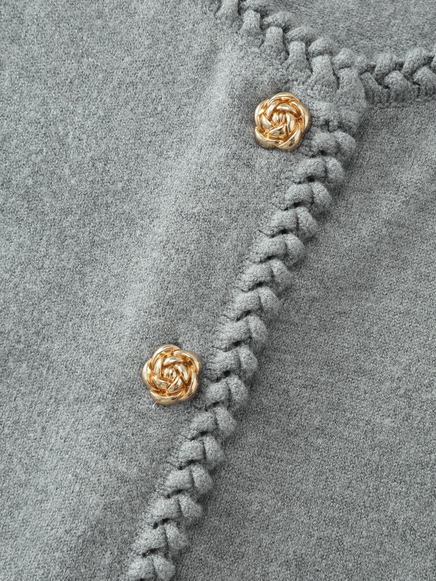 Supersoft Braided Trim Gold Button Cardigan - Image 6