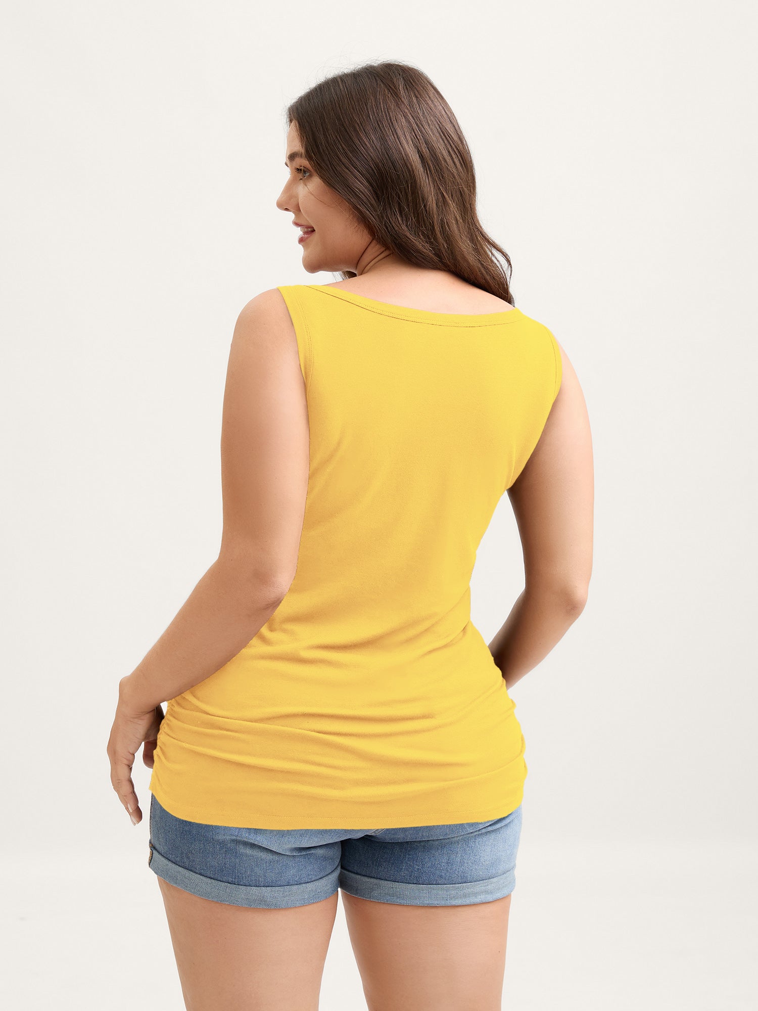 Supportive Bra Pleated Fitted Tank Top - Image 48