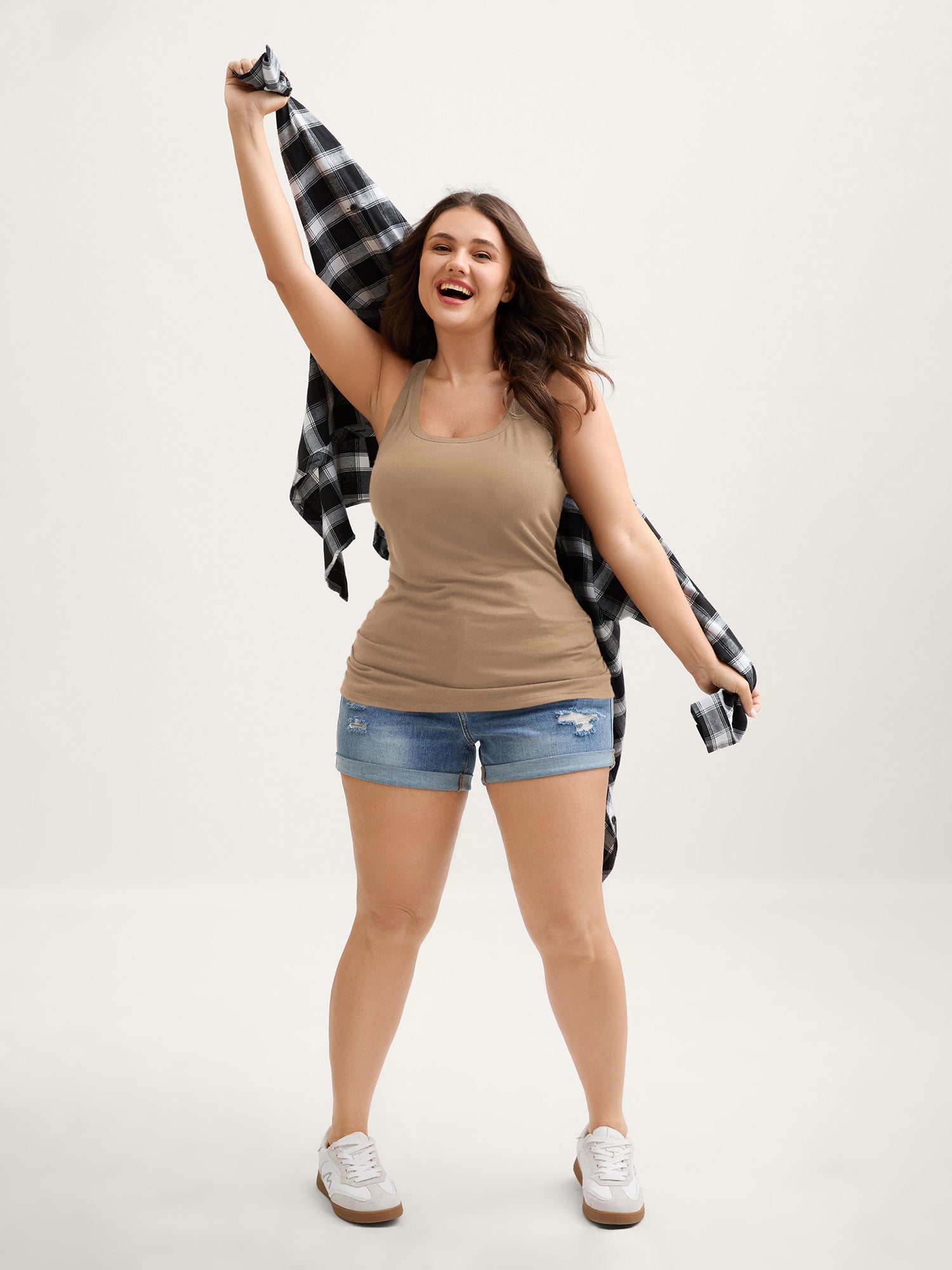 Supportive Bra Pleated Fitted Tank Top - Image 17