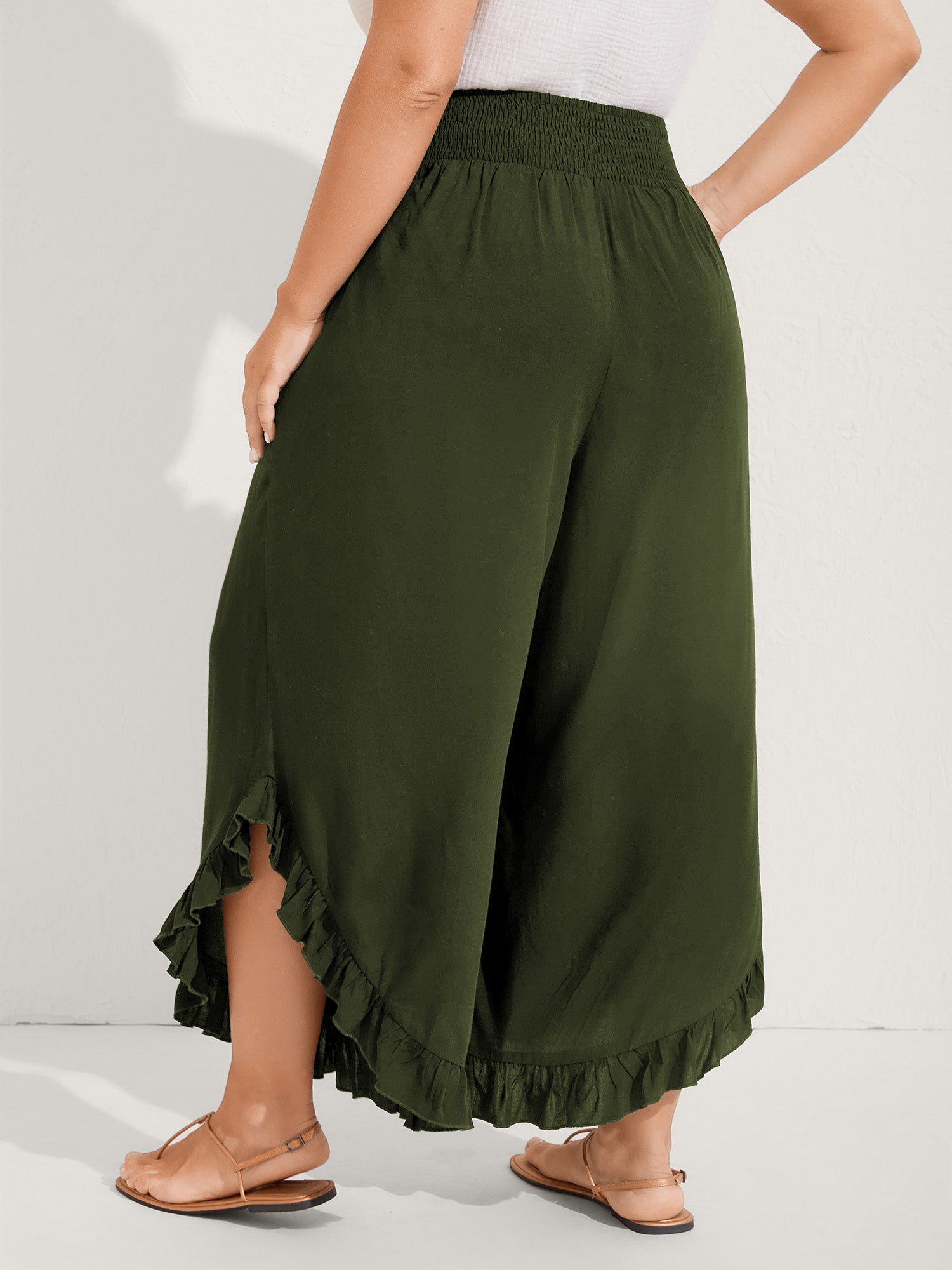 Ruffled Curvy Hem Wide-Leg Pants - Image 33