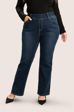 Elastic Waist Stretchy Bootcut Flared Jeans