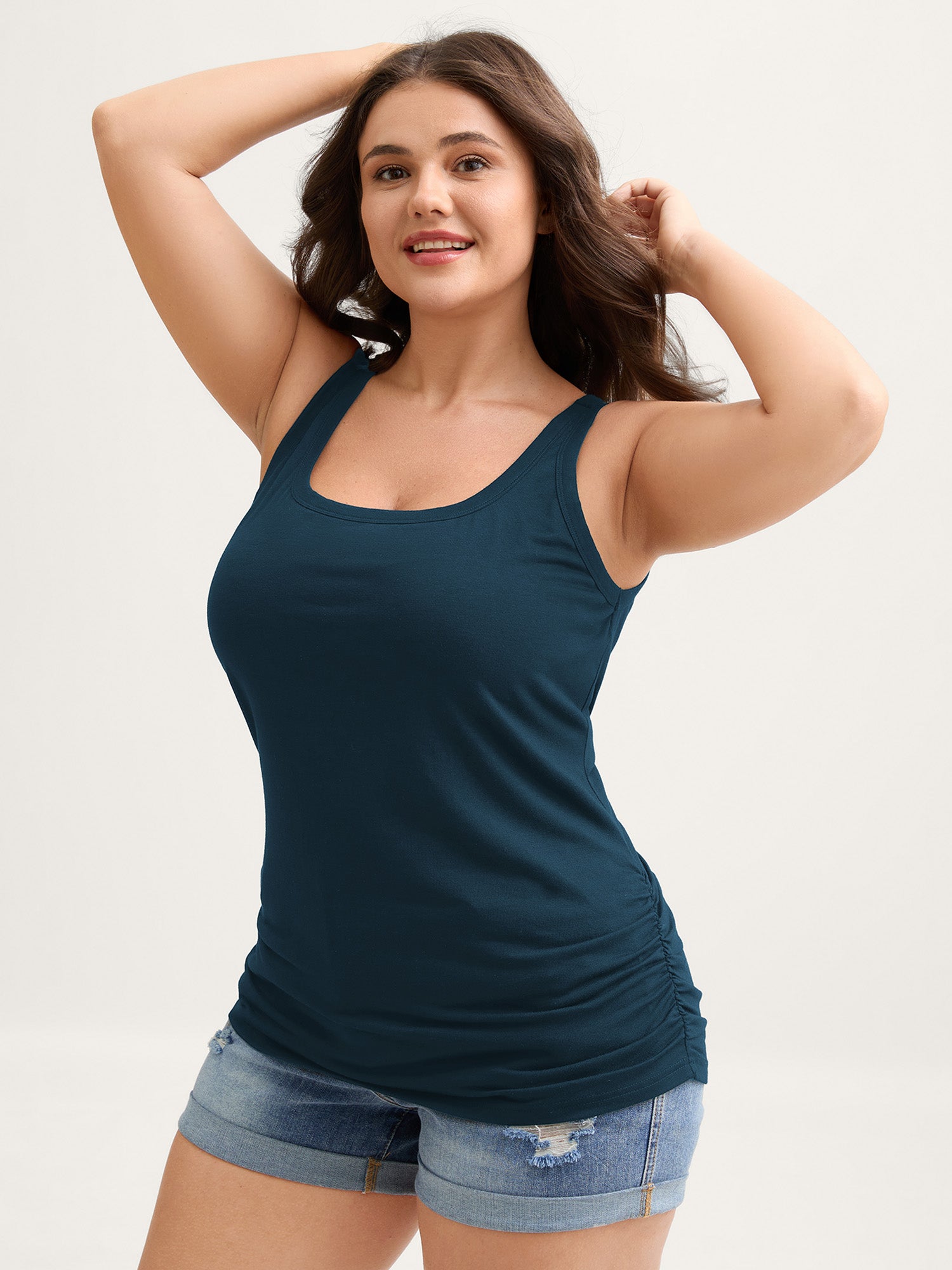 Supportive Bra Pleated Fitted Tank Top - Image 12