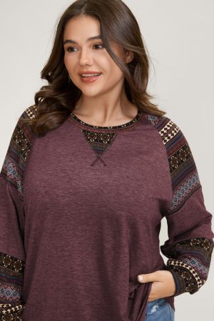 Supersoft Boho Stripes Spliced T-Shirt