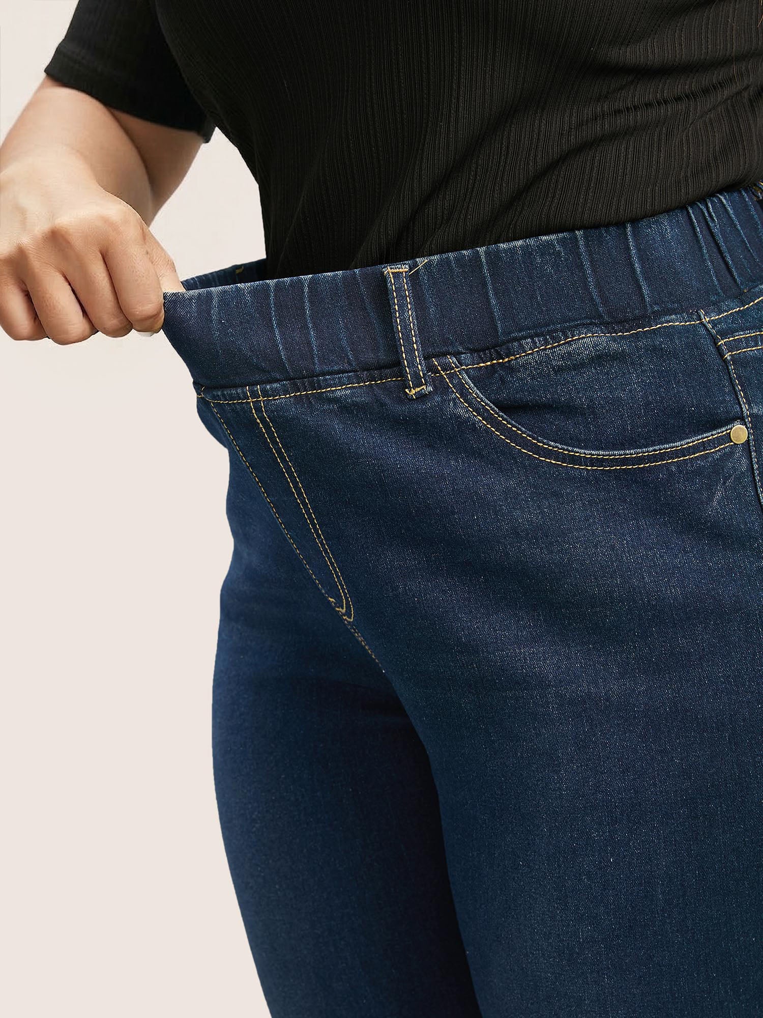 Elastic Waist Stretchy Bootcut Flared Jeans - Image 7