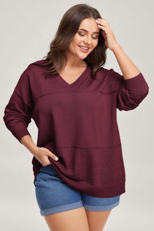 Supersoft Textured Eyelet Trim Pullover