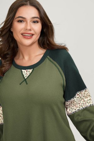 Color Contrast Waffle Knit T-Shirt