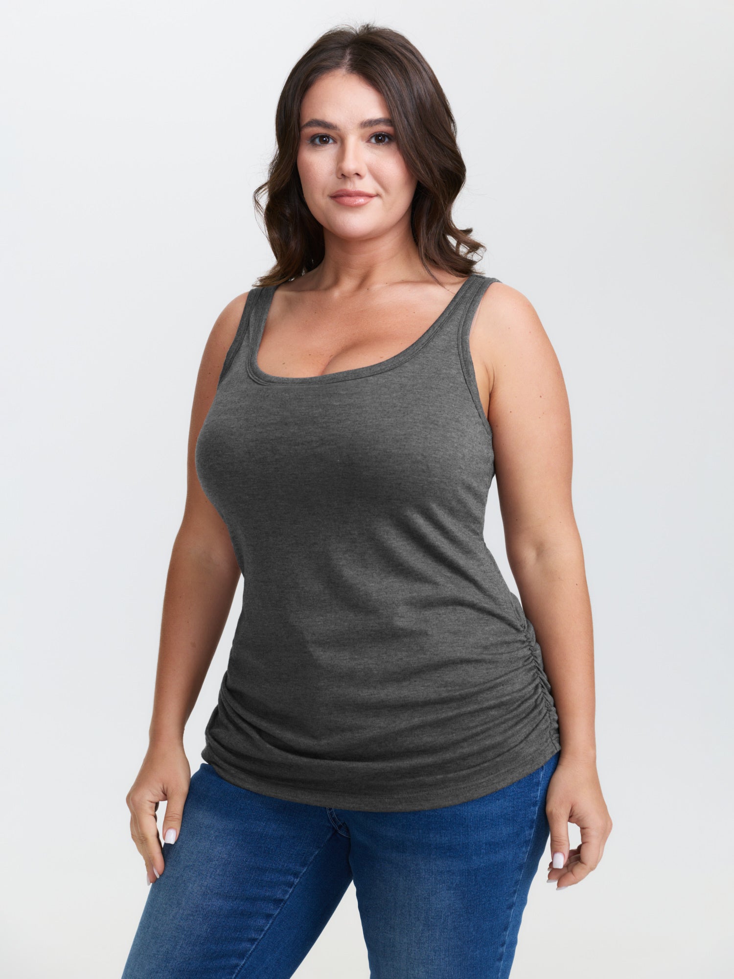 Supportive Bra Pleated Fitted Tank Top - Image 28