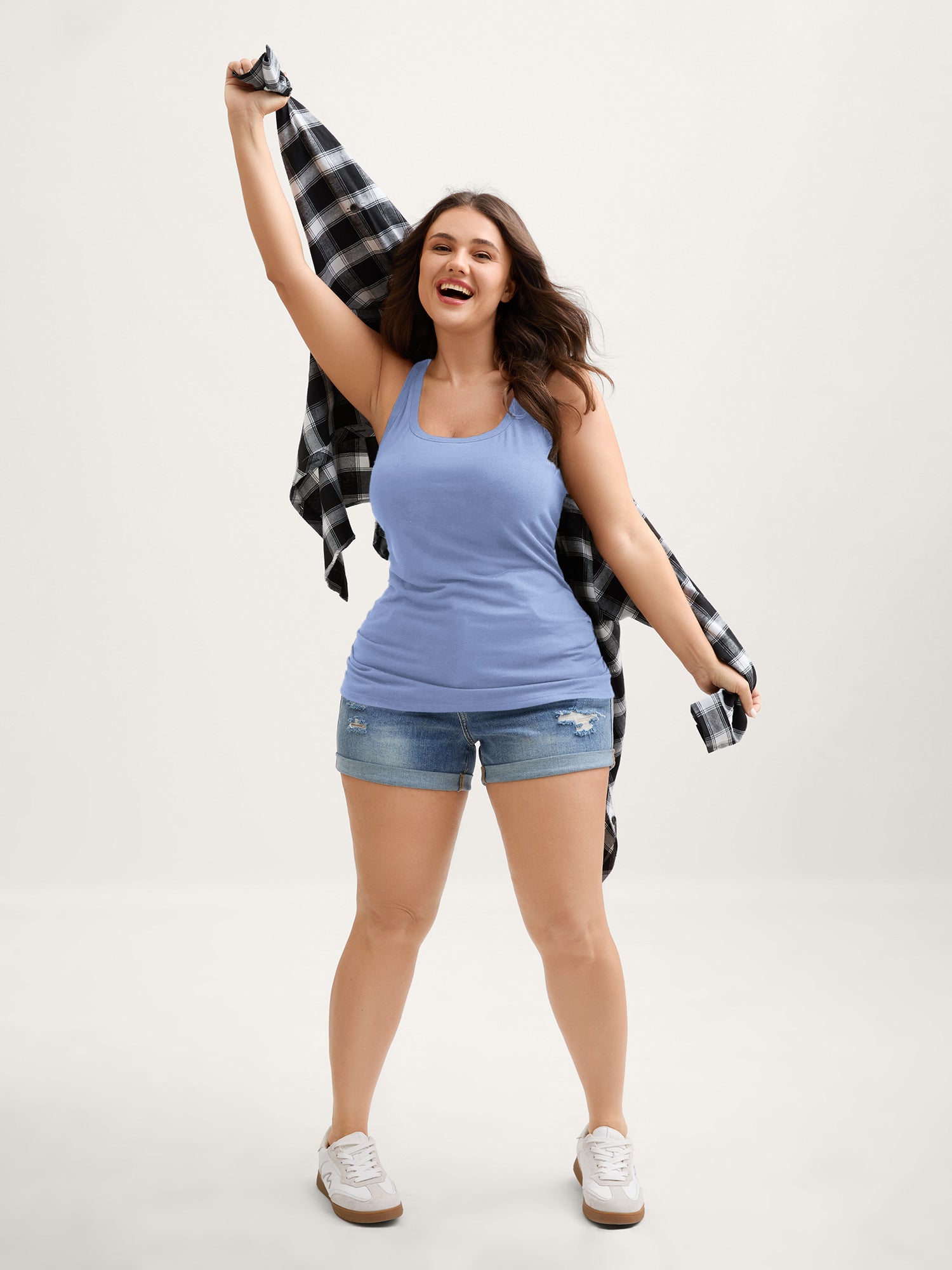 Supportive Bra Pleated Fitted Tank Top - Image 38