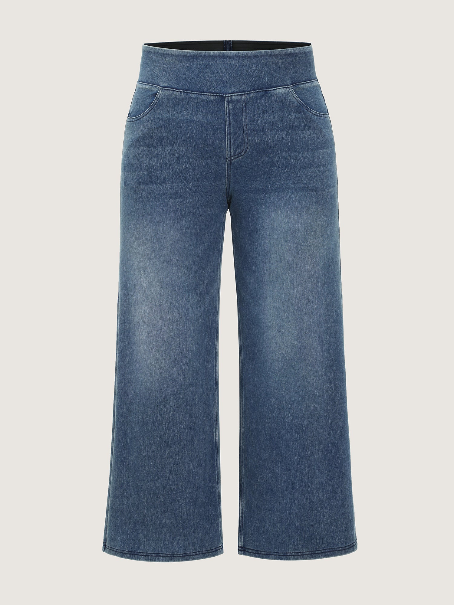 Stretchy Pull-On Wide-Leg Knit Jeans - Image 11