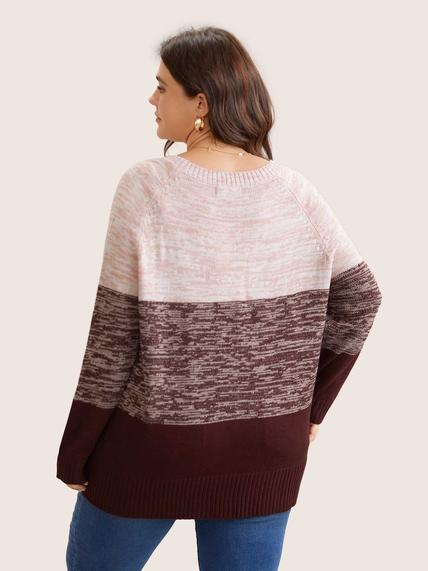 Colorblock Contrast Heather Button Detail Pullover - Image 20
