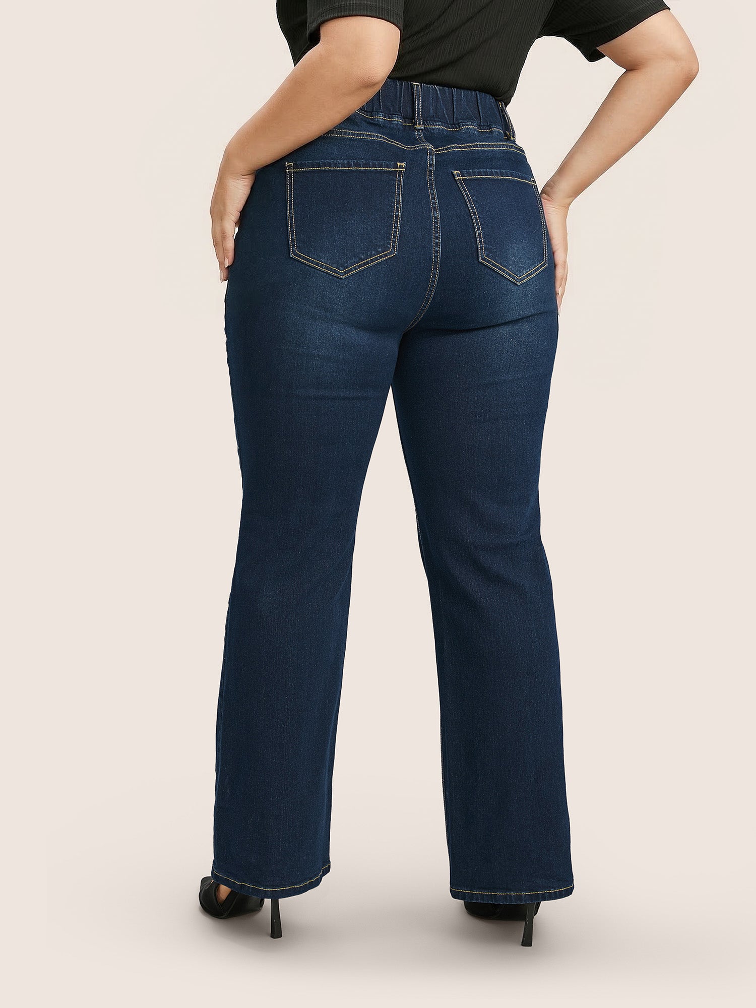 Elastic Waist Stretchy Bootcut Flared Jeans - Image 8