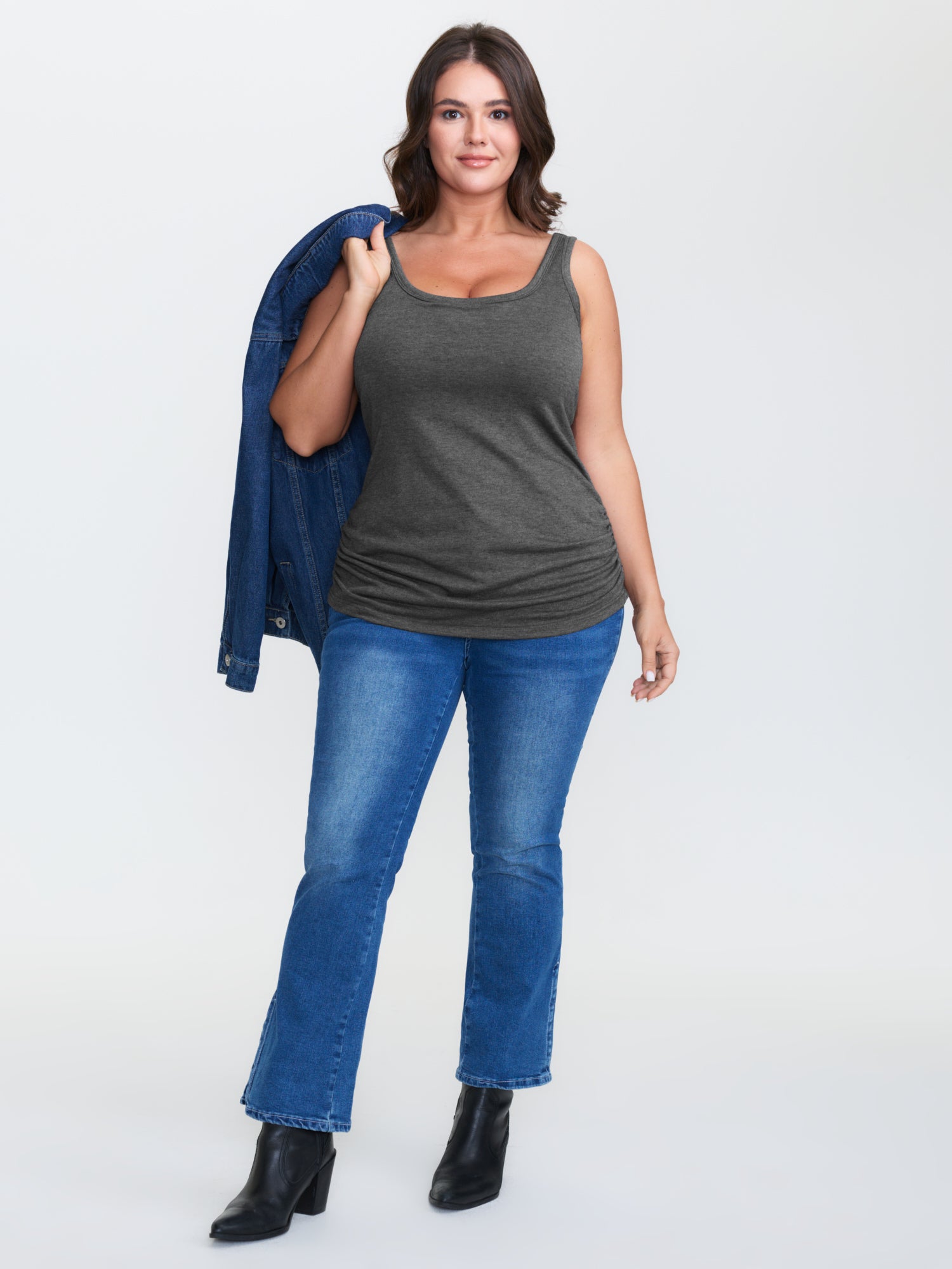 Supportive Bra Pleated Fitted Tank Top - Image 29