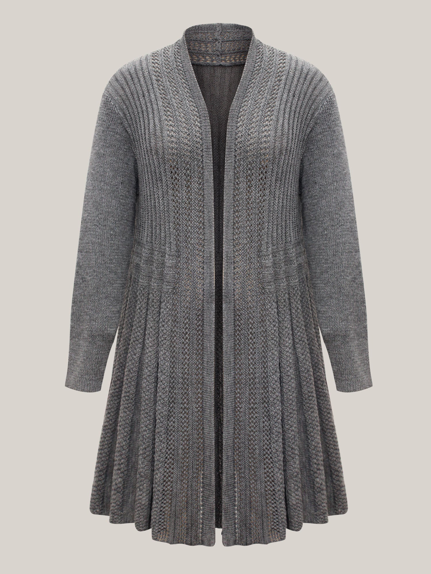 Textured Kimono Collar Long Cardigan - Image 18