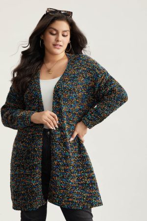 Color Textured Open Front Cardigan