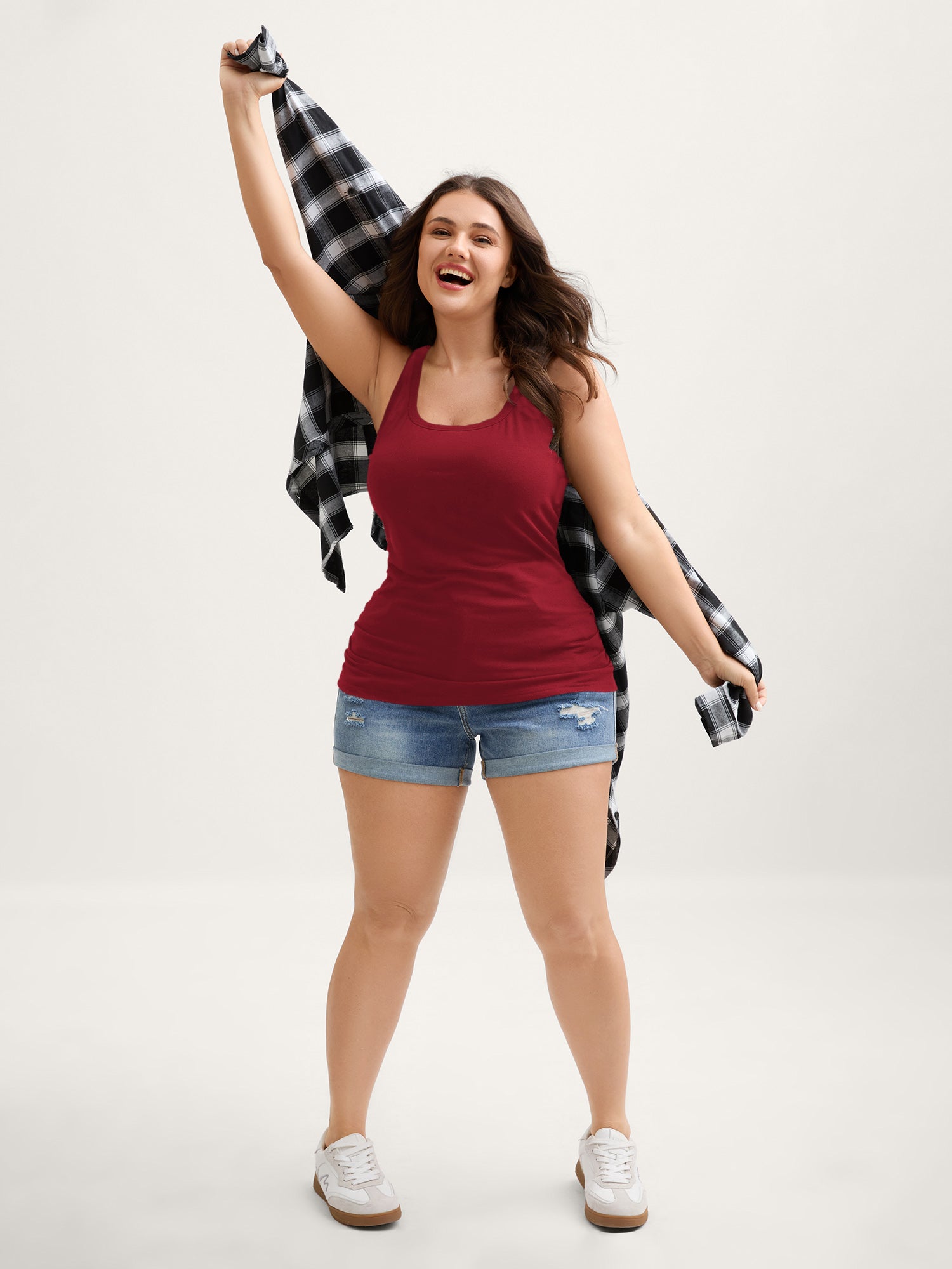 Supportive Bra Pleated Fitted Tank Top - Image 21