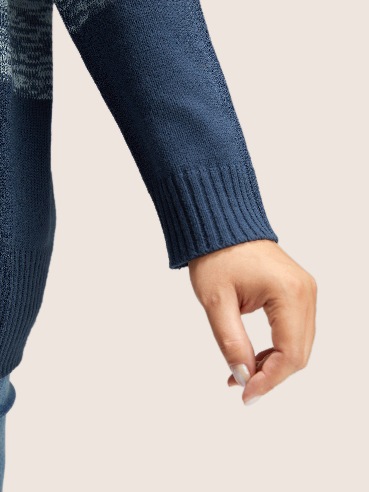 Colorblock Contrast Heather Button Detail Pullover - Image 13