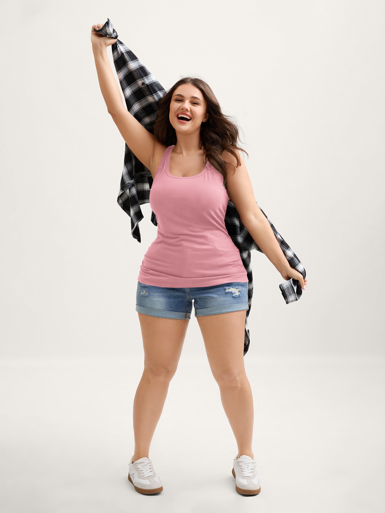 Supportive Bra Pleated Fitted Tank Top - Image 34