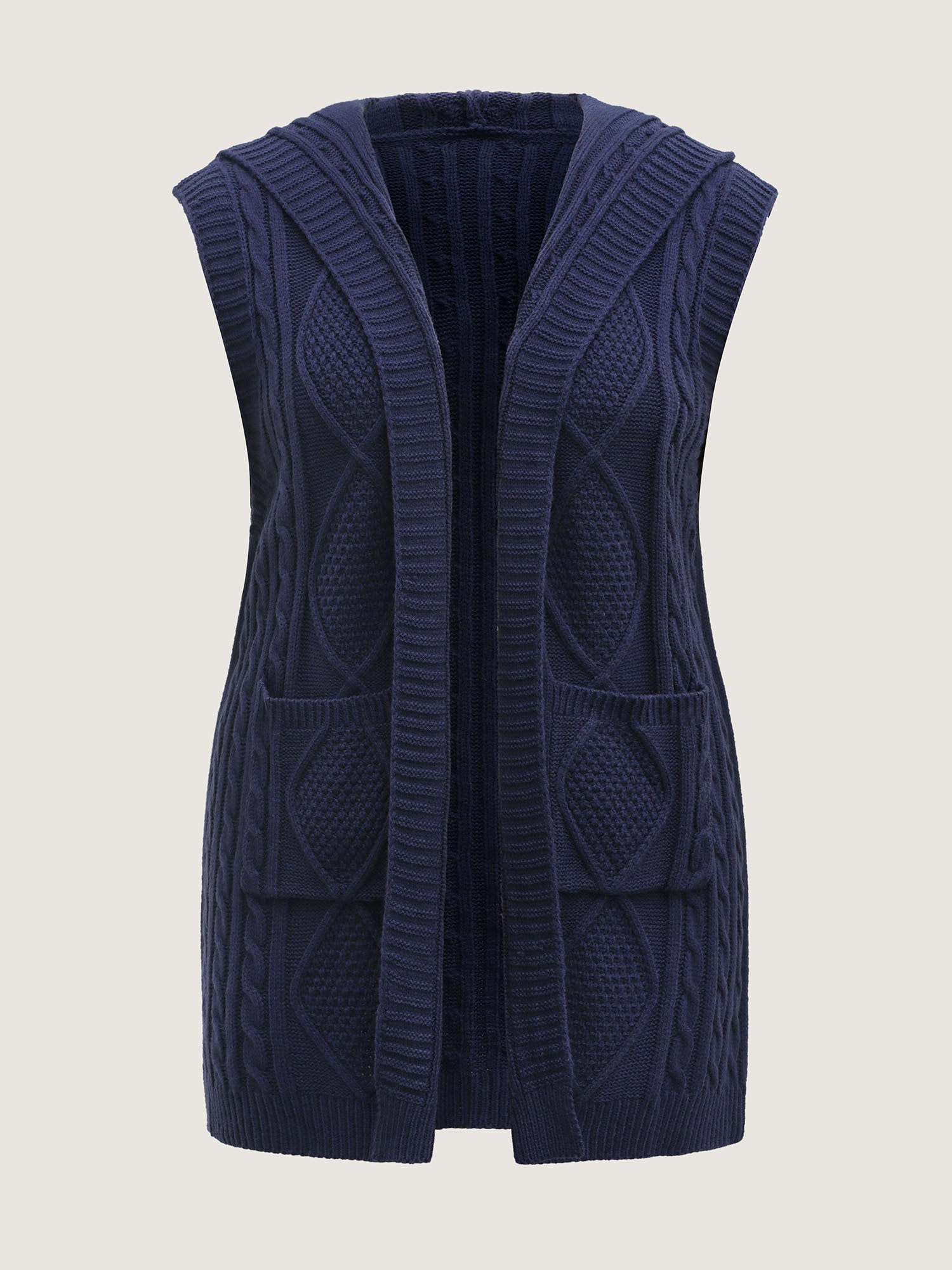 Hooded Sleeveless Cable Knit Cardigan - Image 5