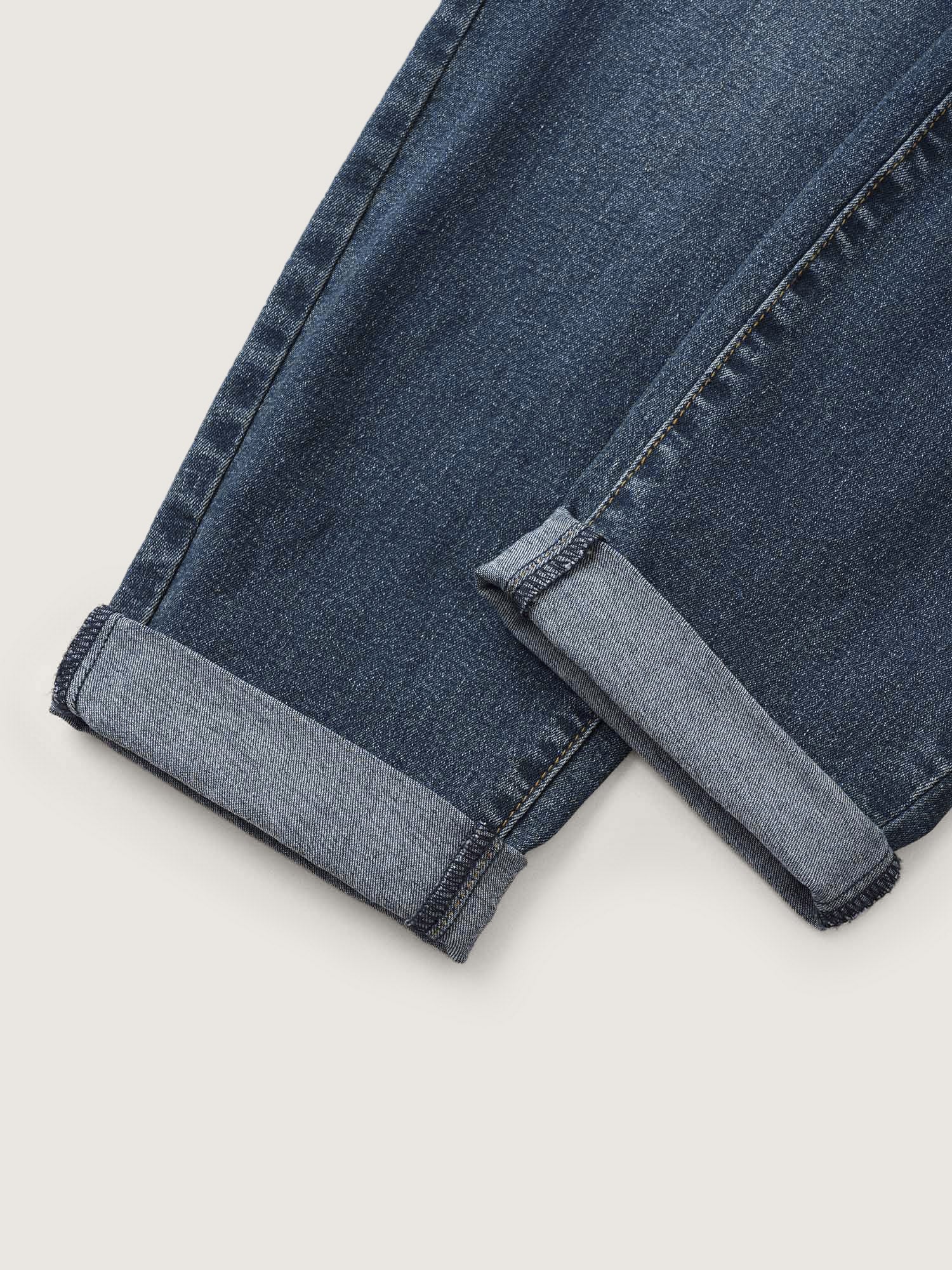 Pull-On Drawstring Folded Hem Boyfriend Jeans - Image 7