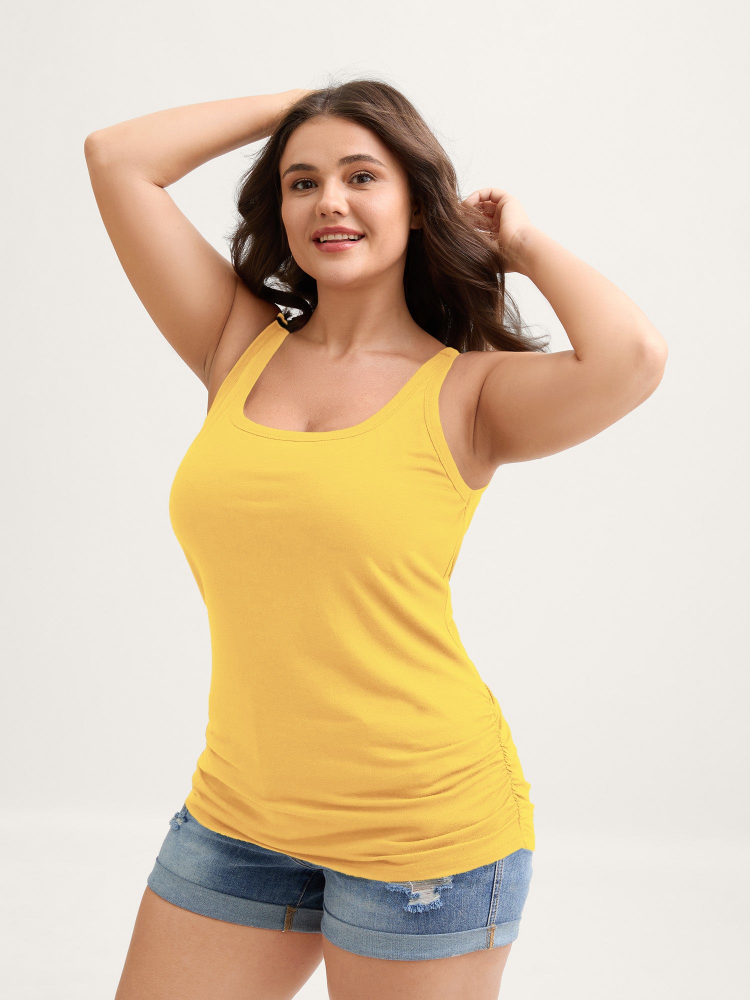 Supportive Bra Pleated Fitted Tank Top - Image 45