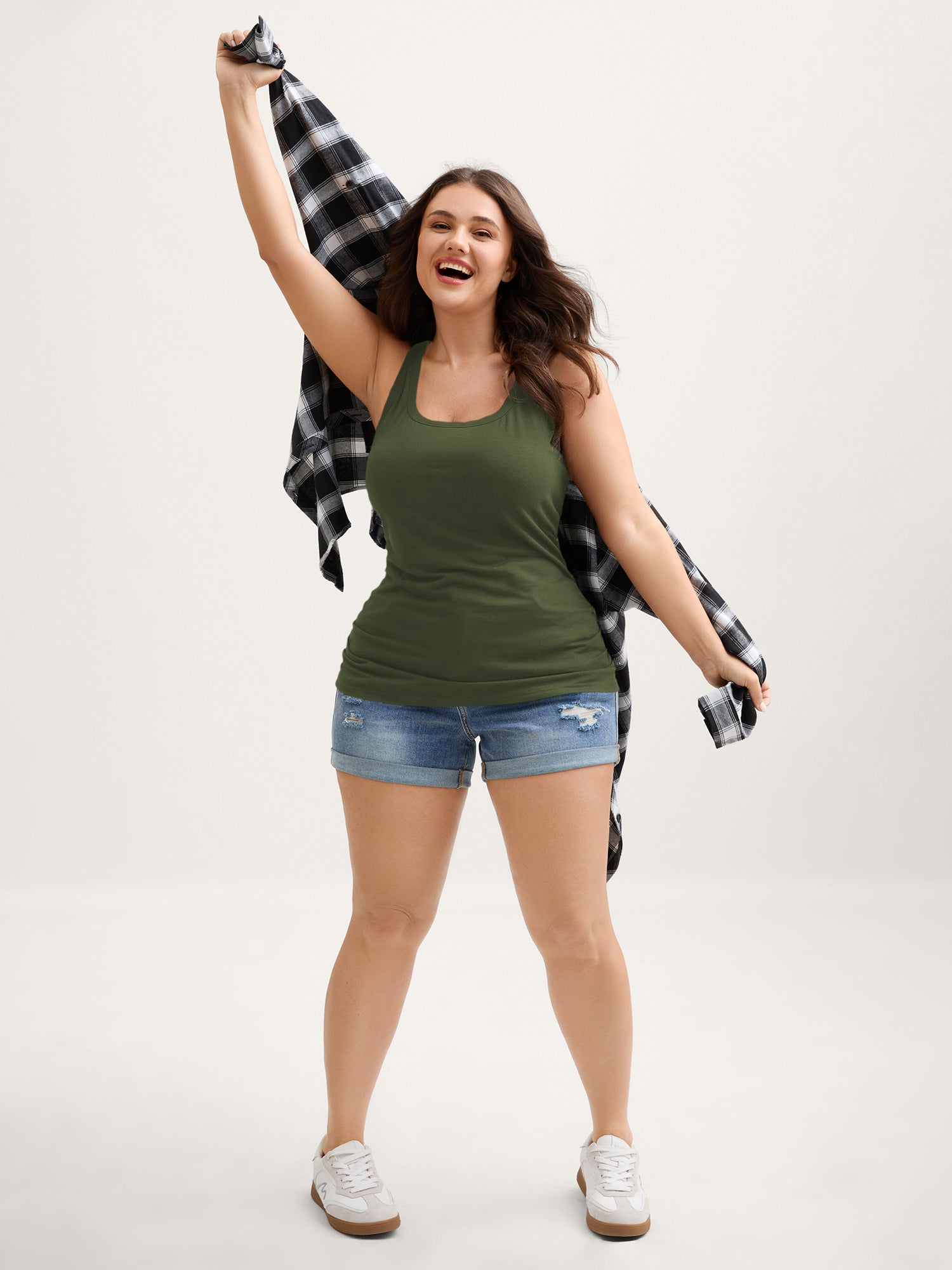 Supportive Bra Pleated Fitted Tank Top - Image 25