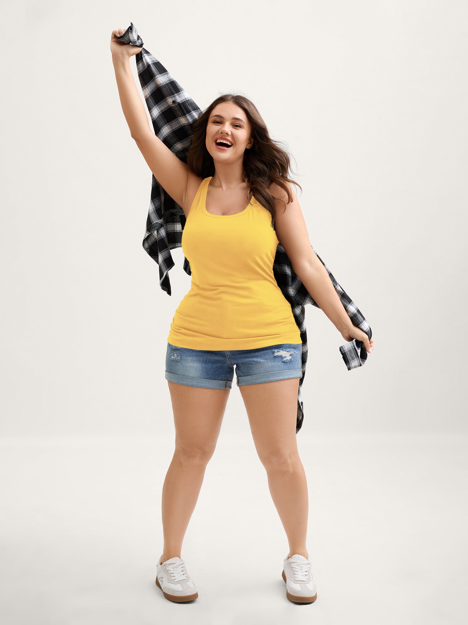 Supportive Bra Pleated Fitted Tank Top - Image 46
