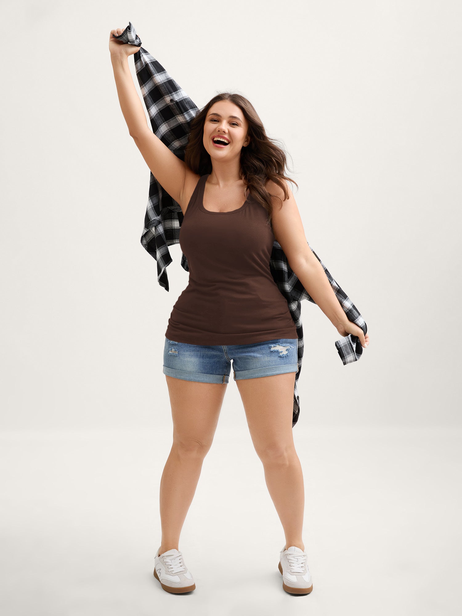 Supportive Bra Pleated Fitted Tank Top - Image 42